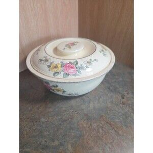 Vintage Homer Laughlin Kitchen Kraft Oven Serve Floral 8-1/2" Casserole